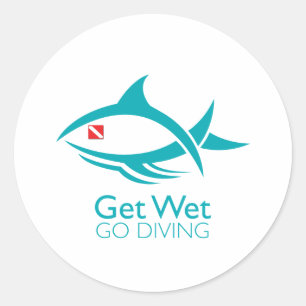 Tribal Dive Fish Classic Round Sticker