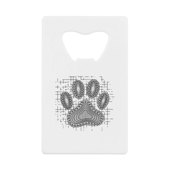 Tribal Dog Paw Print On Distressed Background Credit Card Bottle Opener (Front)
