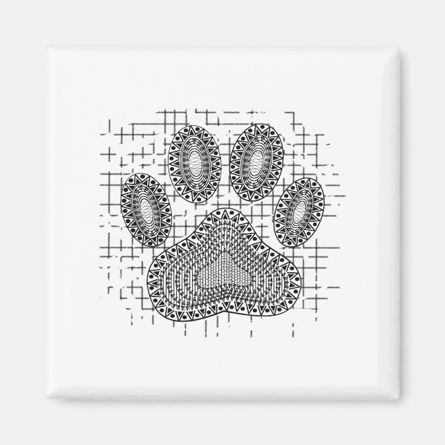 Tribal Dog Paw Print On Distressed Background Magnet (Front)