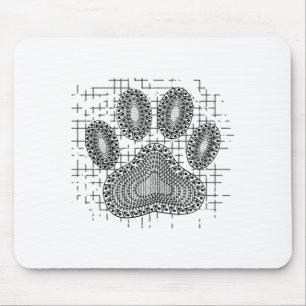 Tribal Dog Paw Print On Distressed Background Mouse Pad