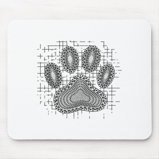 Tribal Dog Paw Print On Distressed Background Mouse Pad (Front)