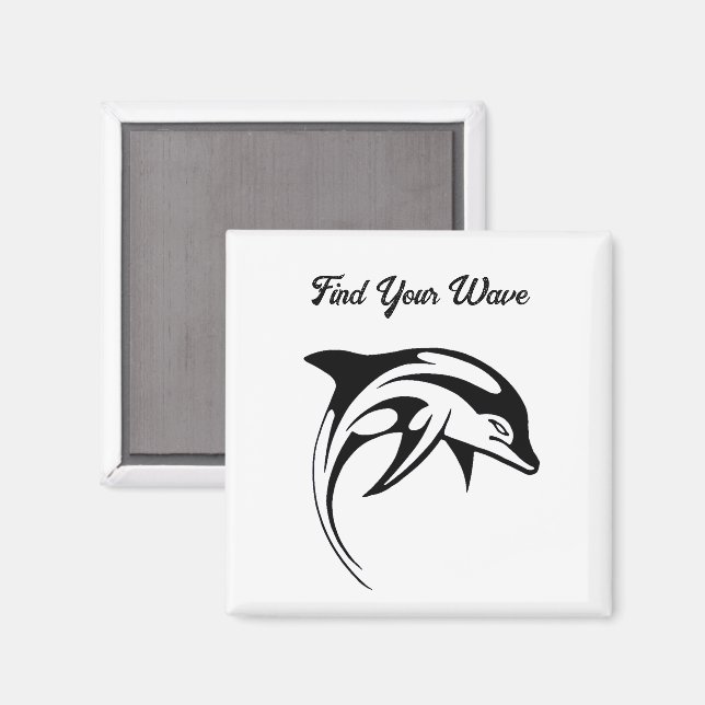 Tribal Dolphin Design Stylized Geometric Ocean Art Magnet (Front/Back)