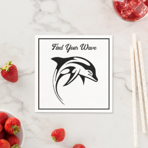 Tribal Dolphin Design Stylized Geometric Ocean Art Napkin