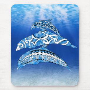 Tribal Dolphins Mouse Pad