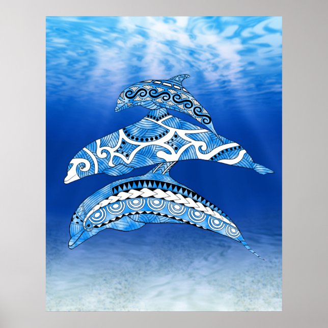 Tribal Dolphins Poster (Front)