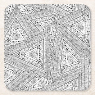 Tribal Doodle 2 Square Paper Coaster