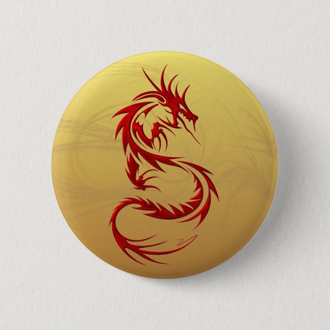 Tribal Dragon 2 Inch Round Button (Front)