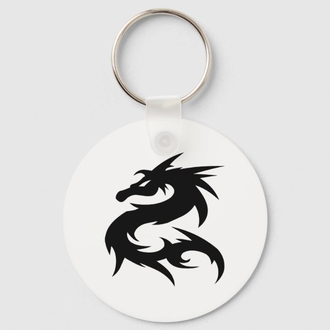 Tribal Dragon Silhouette Keychain (Front)