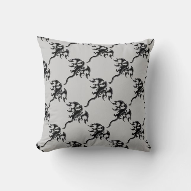 Tribal Dragon Throw Pillow (Front)