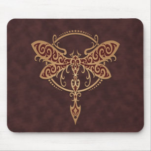 Tribal Dragonfly – brown Mouse Pad