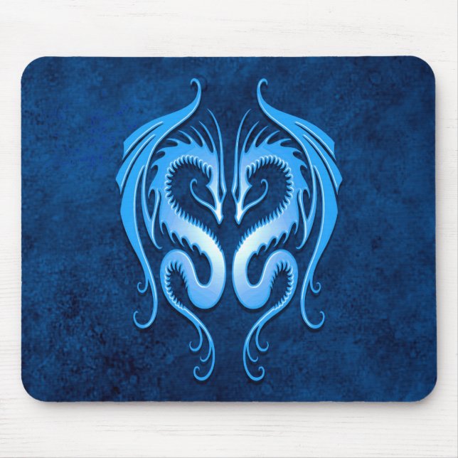 Tribal Dragons, blue Mouse Pad (Front)