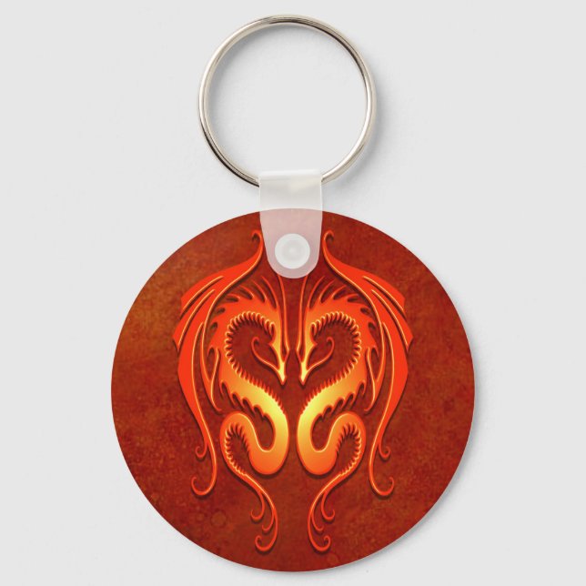 Tribal Dragons, red Keychain (Front)