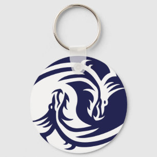 Tribal Dragons Yin Yang (Customizable) Keychain