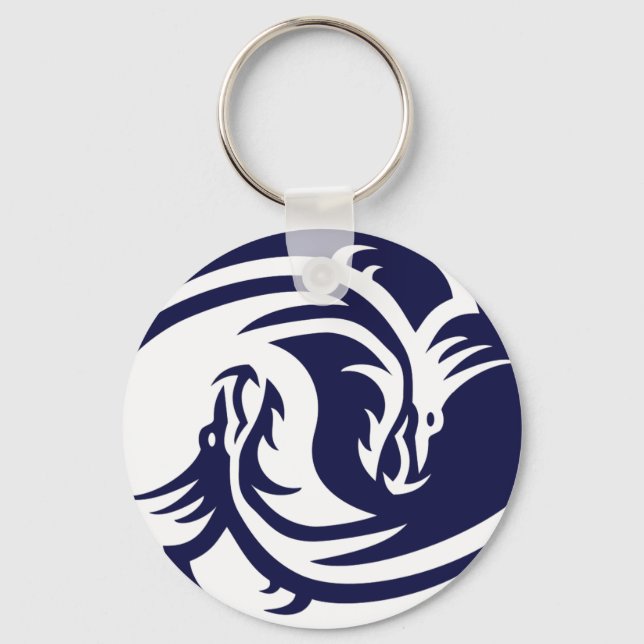 Tribal Dragons Yin Yang (Customizable) Keychain (Front)