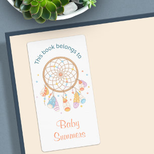 Tribal Dreamcatcher Boho Baby Bookplate