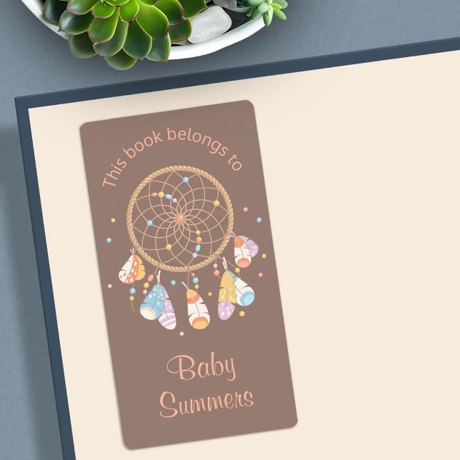 Tribal Dreamcatcher Boho Baby Bookplate Brown (Créateur téléchargé)
