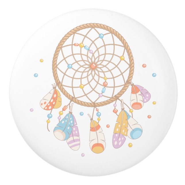 Tribal Dreamcatcher Boho Baby Nursery Ceramic Knob (Front)