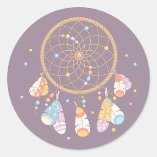 Tribal Dreamcatcher Boho Baby Purple Classic Round Sticker