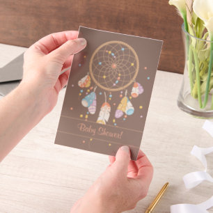 Tribal Dreamcatcher Boho Baby Shower Brown Insert Vellum Invitations