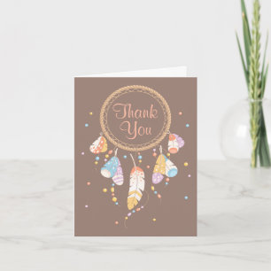 Tribal Dreamcatcher Boho Baby Shower Thank You 2 Card