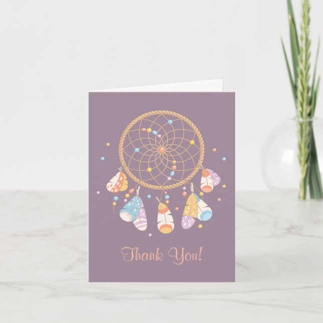 Tribal Dreamcatcher Boho Baby Shower Thank You 3 (Front)