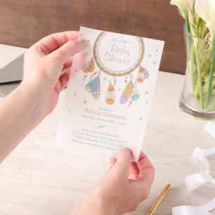 Tribal Dreamcatcher Boho Baby Shower Vellum Invitations
