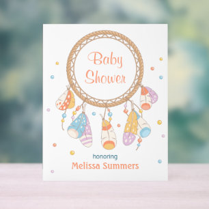 Tribal Dreamcatcher Boho Baby Shower White Acrylic Sign