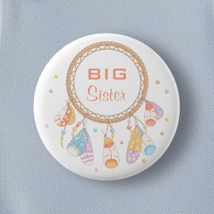 Tribal Dreamcatcher Boho Big Sister 2 Inch Round Button