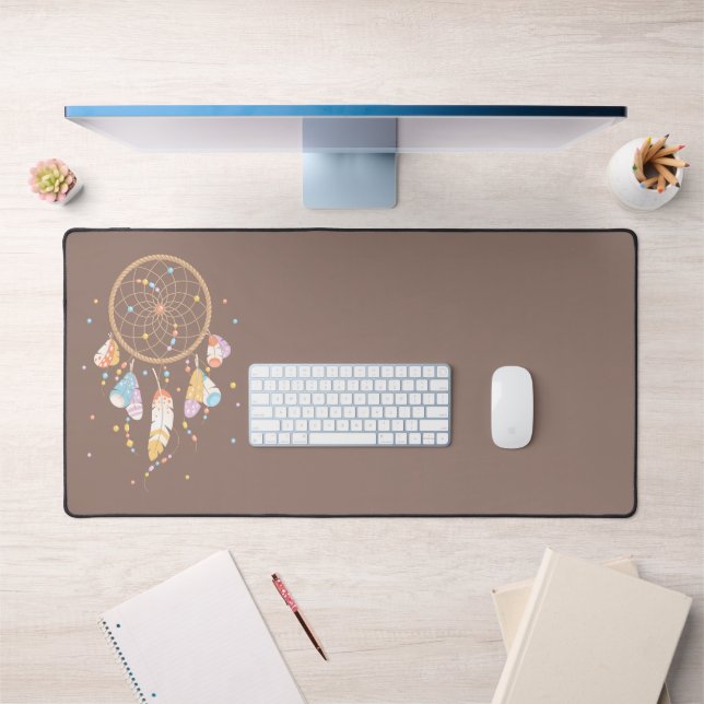 Tribal Dreamcatcher Boho Brown Desk Mat (Office 1)