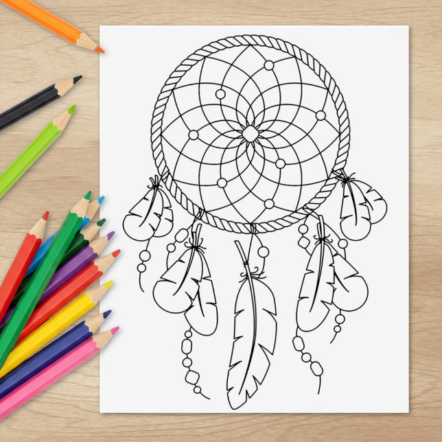 Tribal Dreamcatcher Boho Colouring Page Rubber Stamp (Creator Uploaded)