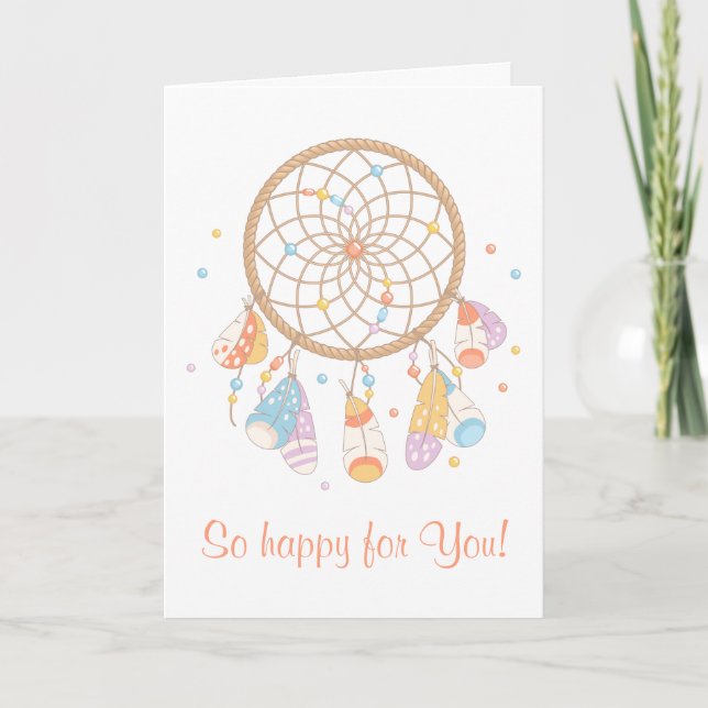 Tribal Dreamcatcher Boho Having Baby Announcement (Front)
