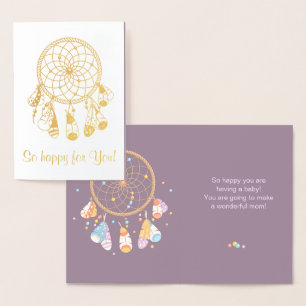 Tribal Dreamcatcher Boho Having Baby Purple Foil Card
