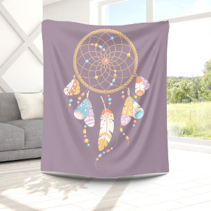 Tribal Dreamcatcher Boho Purple Fleece Blanket
