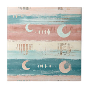 Tribal Earth Tone Celestial Stripe - Astrology Tile