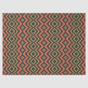 Tribal Egyptian Red Black Green Basket Weave Tissue Paper