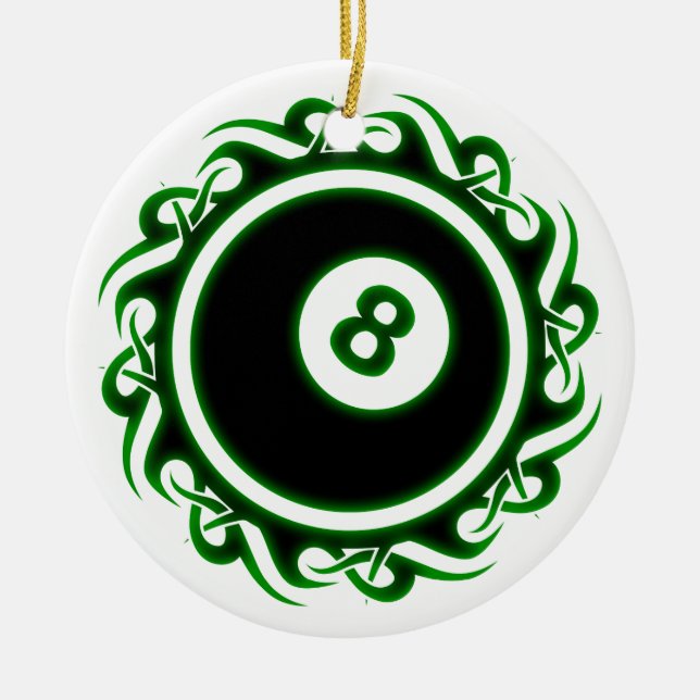 tribal eightball ceramic ornament (Front)