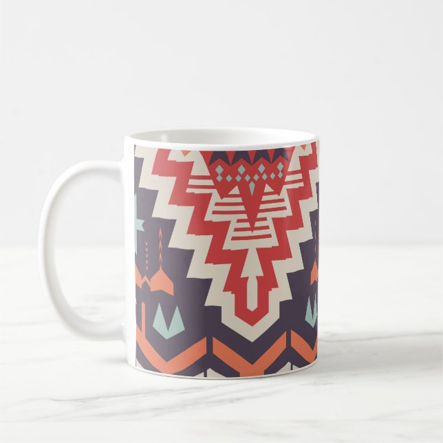 Tribal Elegance: Geometric Ethnic Print Coffee Mug (Left)