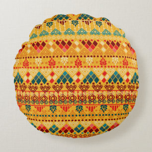 Tribal elements, versatile seamless pattern. round pillow