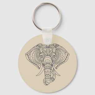 Tribal elephant African animal art Keychain