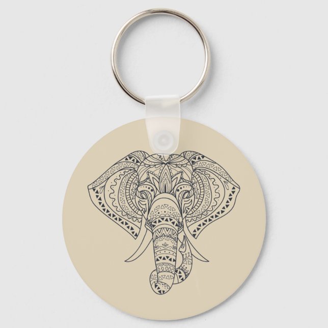 Tribal elephant African animal art Keychain (Front)
