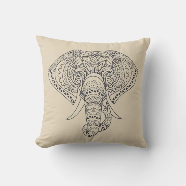 Tribal elephant African animal art Throw Pillow (Front)