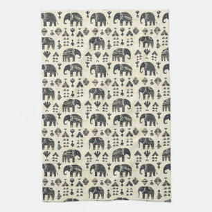 Tribal Elephant Boho Pattern (1) Kitchen Towel