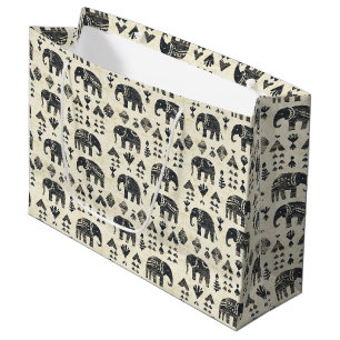 Tribal Elephant Boho Pattern (1) Large Gift Bag