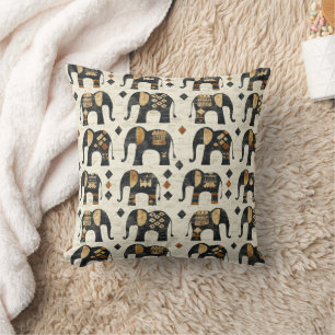 Tribal Elephant Boho Pattern (2) Throw Pillow