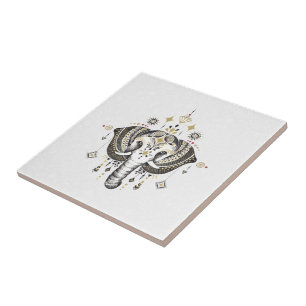 Tribal elephant head illustration business card sq tile