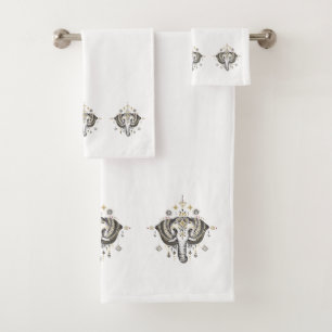 Tribal elephant illustration bath towel set