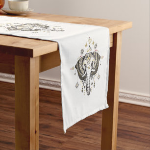 Tribal elephant illustration short table runner