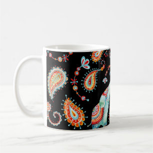 Tribal Elephant: Watercolor Paisley Pattern. Coffee Mug