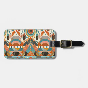 Tribal Ethnic African Pattern Earth Multicolors Luggage Tag