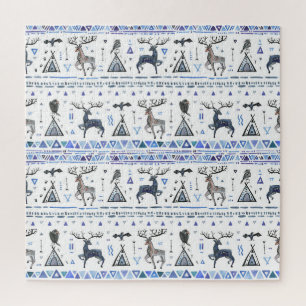 Tribal ethnic, animals dream catcher, seamless. jigsaw puzzle